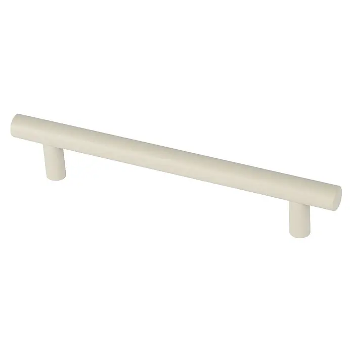 Rei Tirador para muebles - Distancia entre orificios: 96 mm, Acero inoxidable, Greige, 2 ud. - Tirador cilíndrico crema con dos soportes.