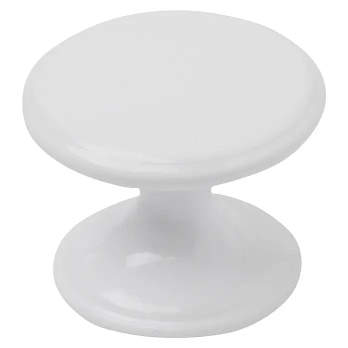 Rei Pomo para muebles - Tipo de tirador del mueble: Botón, Ø x Al: 33 x 27 mm, Blanco - Pomo de mueble redondo blanco.