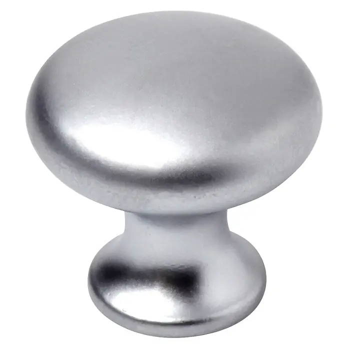 Rei Pomo para muebles 760 - Diámetro: 25 mm, Cromado, Cromo - Pomo redondo plateado para mueble con base corta.