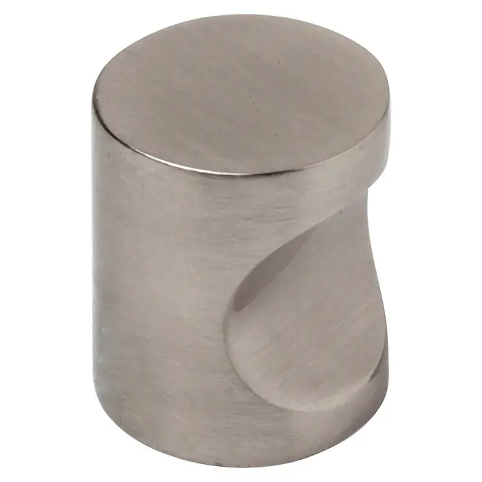 Rei Pomo para muebles - Tipo de tirador del mueble: Botón, Ø x Al: 18 x 21 mm, Otros, Niquelado - Pomo de gabinete cilíndrico de plata cepillada con tirador ergonómico empotrado.