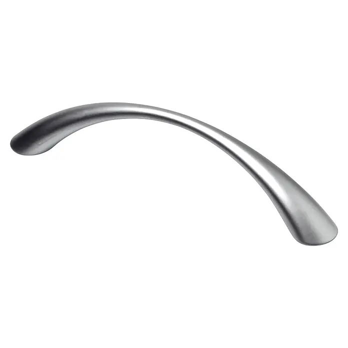 Rei Tirador para muebles - Distancia entre orificios: 128 mm, Cromo, Mate, 4 ud. - Tirador metálico curvo color plata.
