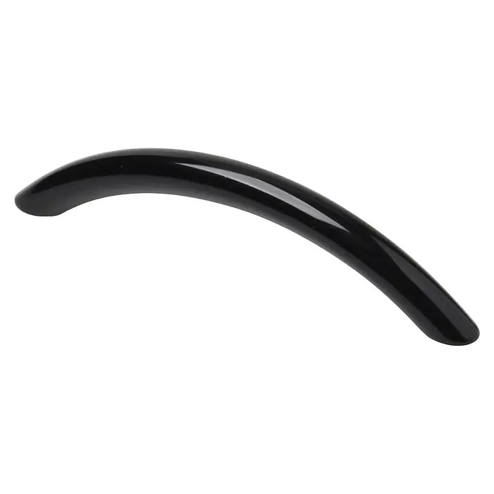 Rei Tirador para muebles - Largo: 112 mm, Tipo de tirador del mueble: Estribo, Lacado, Negro - Tirador curvo negro brillante.