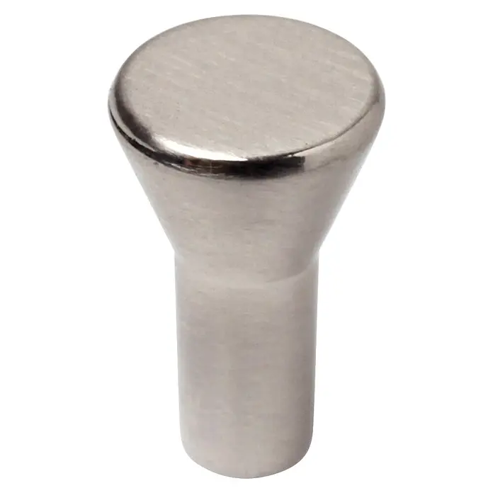 Rei Pomo para muebles 861 - Ø x Al: 15 x 22 mm, Níquel - Pomo de metal cepillado con parte superior cónica y base cilíndrica.