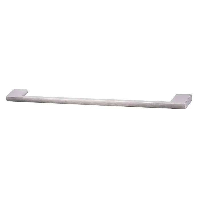 Rei Tirador para muebles 541A - Distancia entre orificios: 256 mm, Níquel, Satinado, 2 ud. - Tirador de barra rectangular plateado cepillado para armarios o cajones.