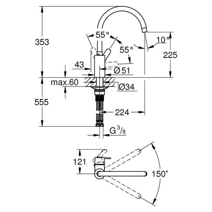 Grohe QuickFix Get Keukenkraan Get (Chroom, Glanzend) | BAUHAUS
