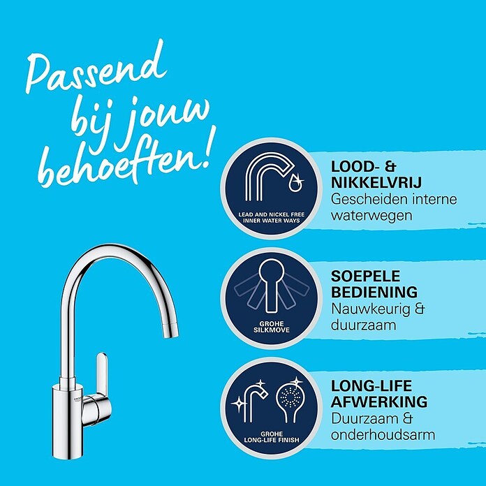 Grohe QuickFix Get Keukenkraan Get (Chroom, Glanzend) | BAUHAUS