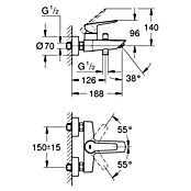 Grohe QuickFix Badkraan (Afvoer armatuur: 188 mm, Glanzend) | BAUHAUS