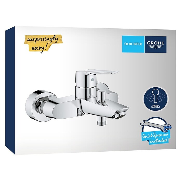 Grohe QuickFix Badewannenarmatur Start (Ausladung Armatur: 188 mm, Chrom, Glänzend) | BAUHAUS