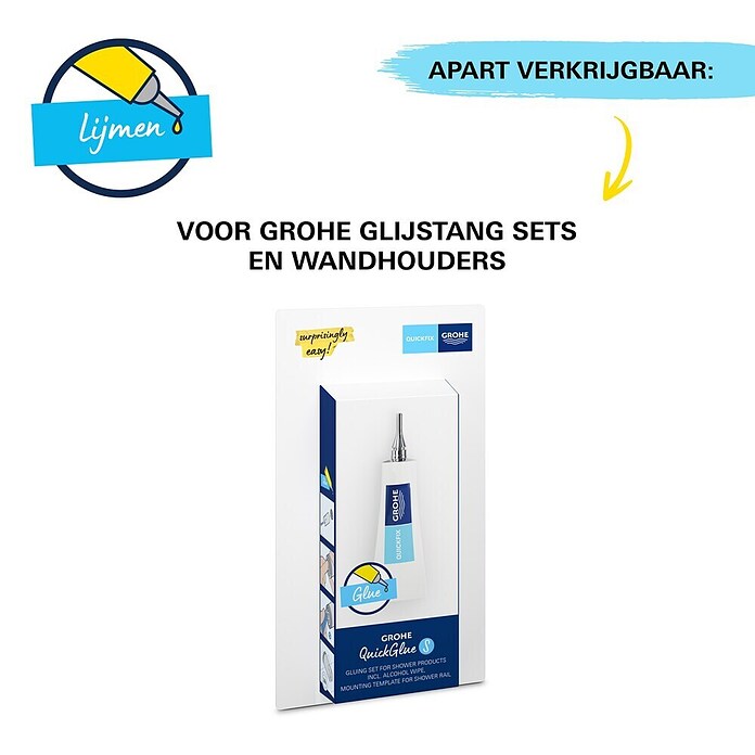 Grohe QuickFix Douchekophouder Vitalio (Ø x l: 40 x 61 mm, Mat zwart, Kunststof) | BAUHAUS