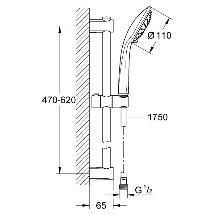 Grohe Vitalio Joy Brause-Set (Lochabstand: 47 cm - 62 cm) | BAUHAUS
