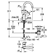 Grohe Start Edge Wastafelkraan Start Edge L-Size (Overstek reikwijdte: 141 mm, Chroom, Glanzend) | BAUHAUS