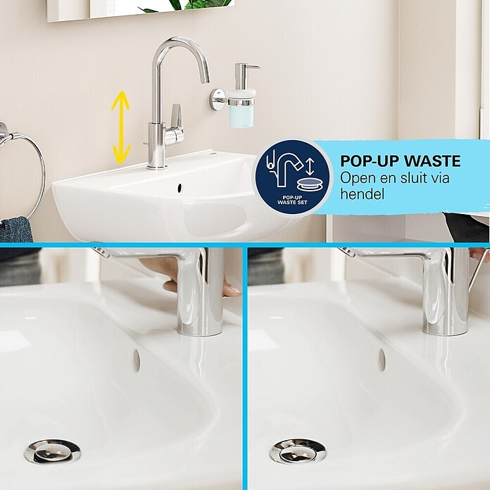 Grohe Start Edge Wastafelkraan Start Edge L-Size (Overstek reikwijdte: 141 mm, Chroom, Glanzend) | BAUHAUS