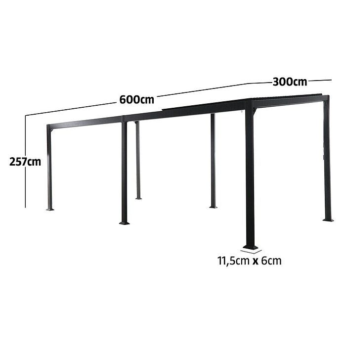 Sunfun Anstellpavillon (L x B x H: 300 x 600 x 255 cm, Anthrazit)