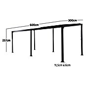 Sunfun Anstellpavillon (L x B x H: 300 x 600 x 255 cm, Anthrazit)