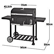 Kingstone Smoker Black Angus XXL (Mit Rollwagen, Hauptgrillfläche: 70 x 43,5 cm)