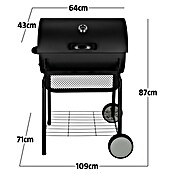 Grillstar Holzkohlegrill Grilltonne (B x T x H: 109 x 71 x 87 cm, Grillfläche (B x T): 64 x 43 cm, Schwarz) | BAUHAUS