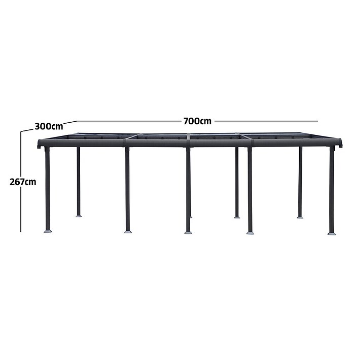 Sunfun Anstellpavillon Sera Cabrio XXL (B x T: 700 x 300 cm, Anthrazit, Aluminium) | BAUHAUS