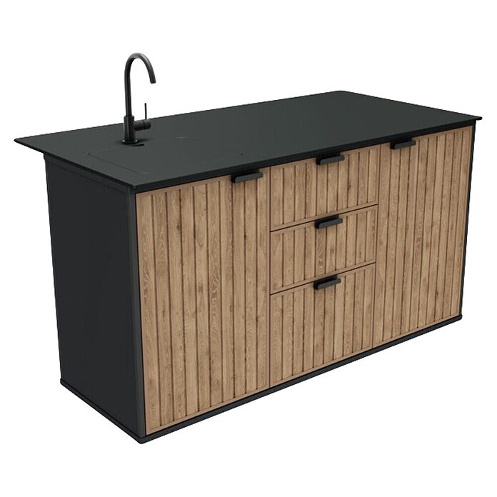 Keter Módulo de cocina exterior Compact (Antracita/Marrón, An x Pr x Al: 167 x 72 x 94 cm, Polipropileno) | BAUHAUS