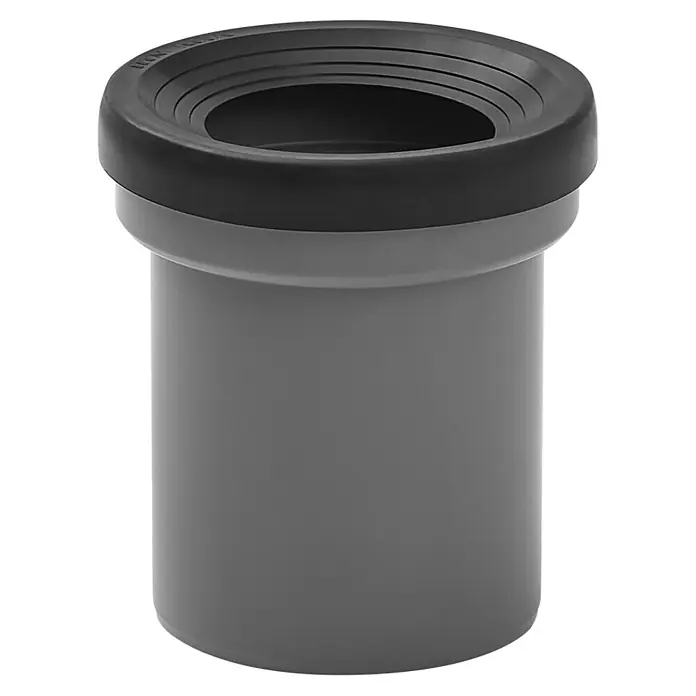 Tecnoagua Manguito PVC concéntrico - Diámetro: 90 mm - 110 mm, PVC - Conexión de tubería de PVC gris con junta de goma negra.
