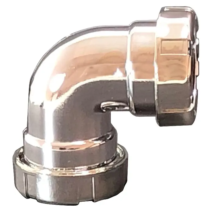 Tecnoagua Codo H-H - 1 ½″, 90 °, Cromo - Codo de 90 grados cromado brillante para tubería.