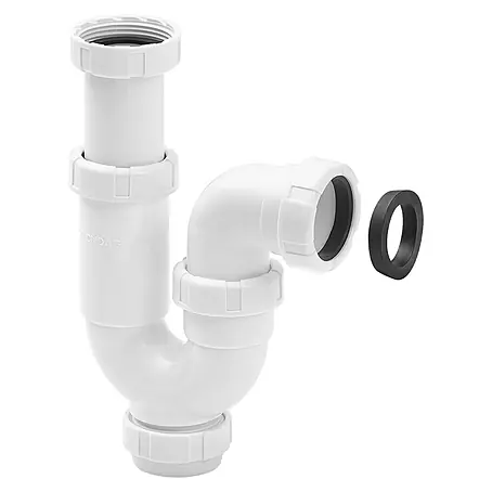 Tecnoagua  Sifón curvo extensible con tuerca loca