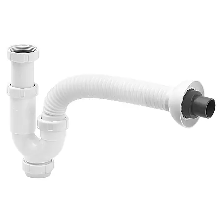 Tecnoagua  Sifón curvo con salida flexible y encolable a PVC