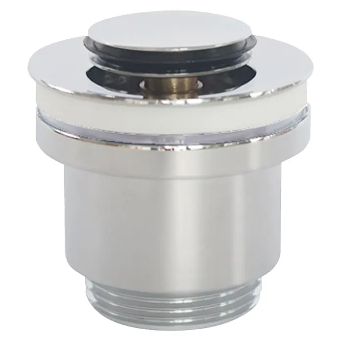 Tecnoagua Válvula click clack T-304N - 1¼'', Cromo - Desagüe pop-up cromado para lavabo con juntas blancas y negras.