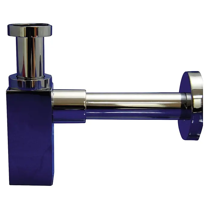 Tecnoagua Sifón de botella cuadrado - 1¼'', Cromo - Sifón de botella rectangular cromado y violeta para lavabo.