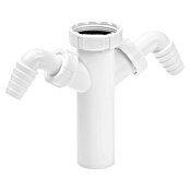 Tecnoagua Racor doble de vaciado para lavadora (Diámetro: 40 mm, Polipropileno, Rosca: 1 ½″) | BAUHAUS