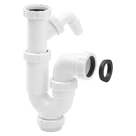 Tecnoagua  Sifón curvo extensible con toma de lavadora