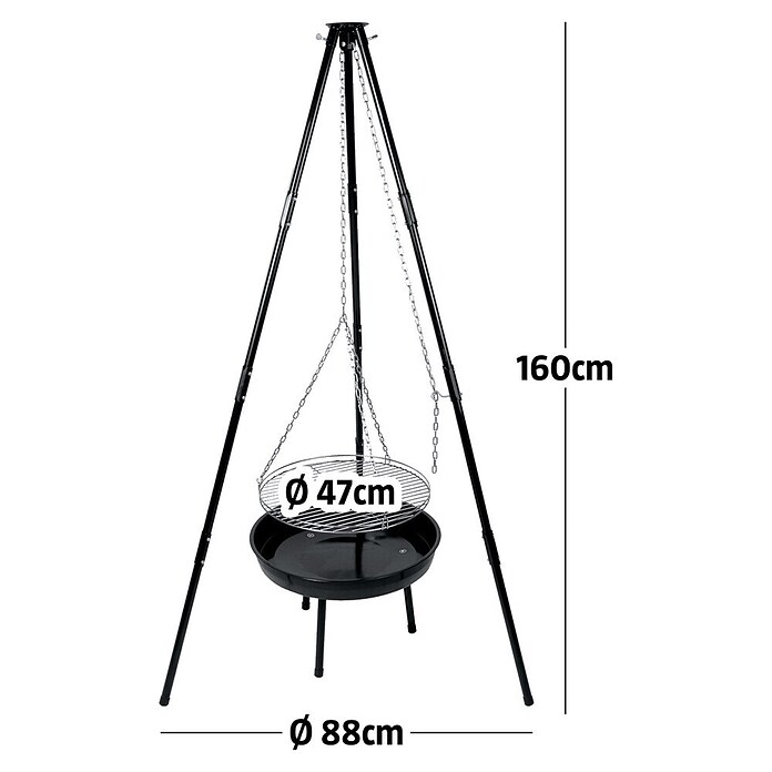 Grillstar Schwenkgrill Louisiana (Schwarz, Hauptgrillfläche: Ø 47 cm)