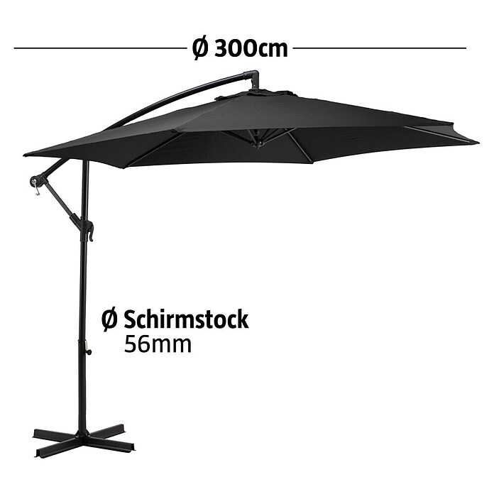 Sunfun Ampelschirm Toscana II (Anthrazit, Durchmesser: 300 cm)