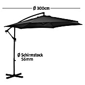 Sunfun Ampelschirm Toscana II (Anthrazit, Durchmesser: 300 cm)
