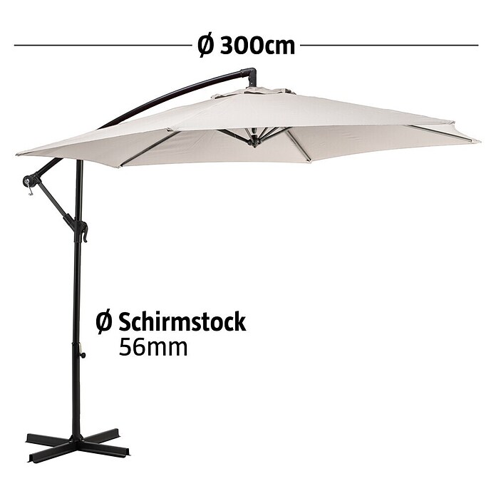 Sunfun Ampelschirm Toscana II (Natur, Durchmesser: 300 cm)