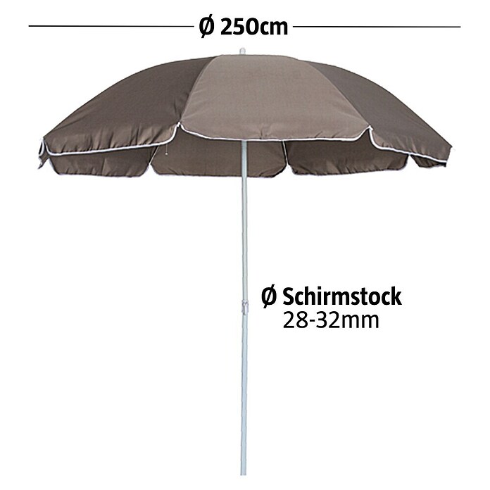 Sunfun Balkonschirm Provence II (Taupe, Durchmesser: 250 cm)