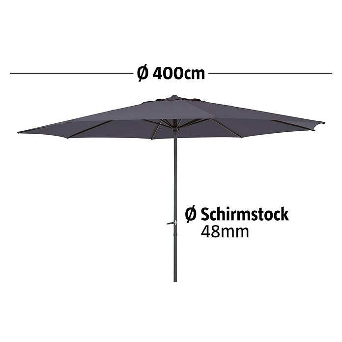 Sunfun Marktschirm Trentino II (Anthrazit, Durchmesser: 400 cm)