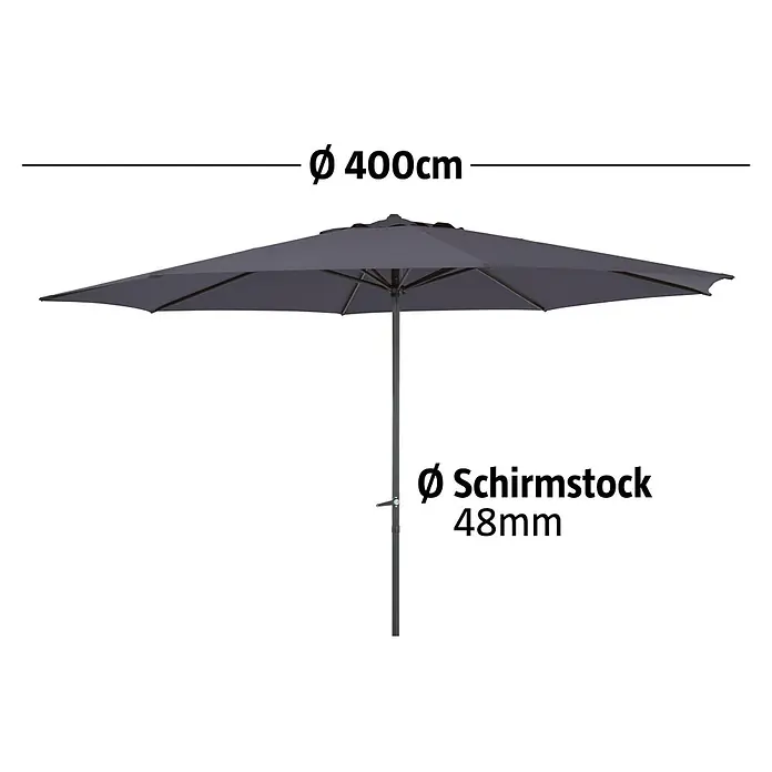 Sunfun Marktschirm Trentino II - Anthrazit, Durchmesser Bespannung: 400 cm - Dunkelgrauer Sonnenschirm mit 400 cm Durchmesser und 48 mm Stockdurchmesser.