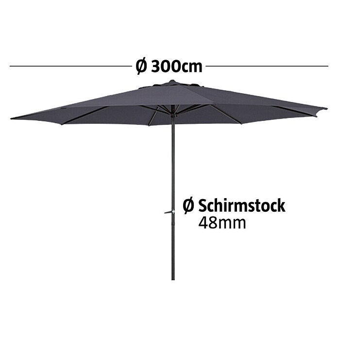 Sunfun Marktschirm Trentino II (Anthrazit, Durchmesser: 300 cm)