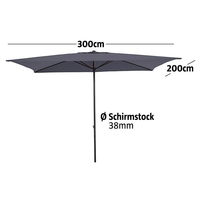 Sunfun Marktschirm Venetien II (Anthrazit, 300 x 200 cm)