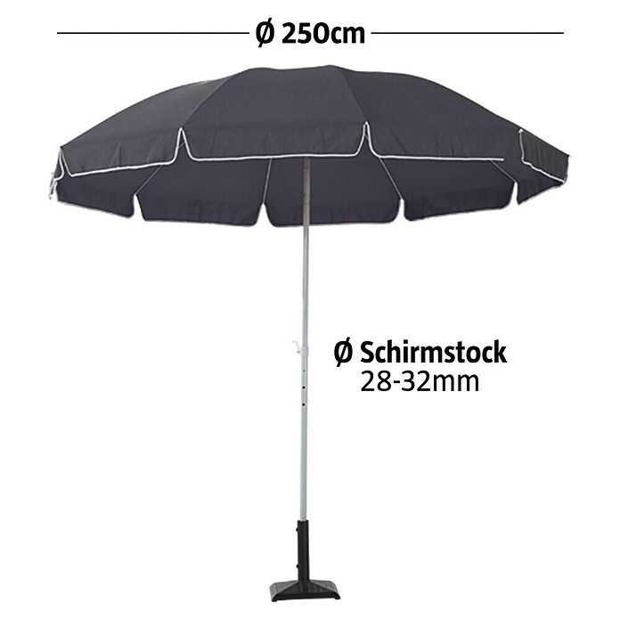 Sunfun Balkonschirm Provence II (Anthrazit, Durchmesser: 250 cm)