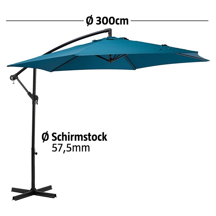 Sunfun Ampelschirm Toscana II (Blau, Durchmesser: 300 cm)