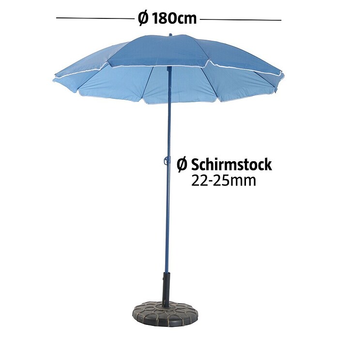 Sunfun Strandschirm (Durchmesser: 180 cm, Blau)