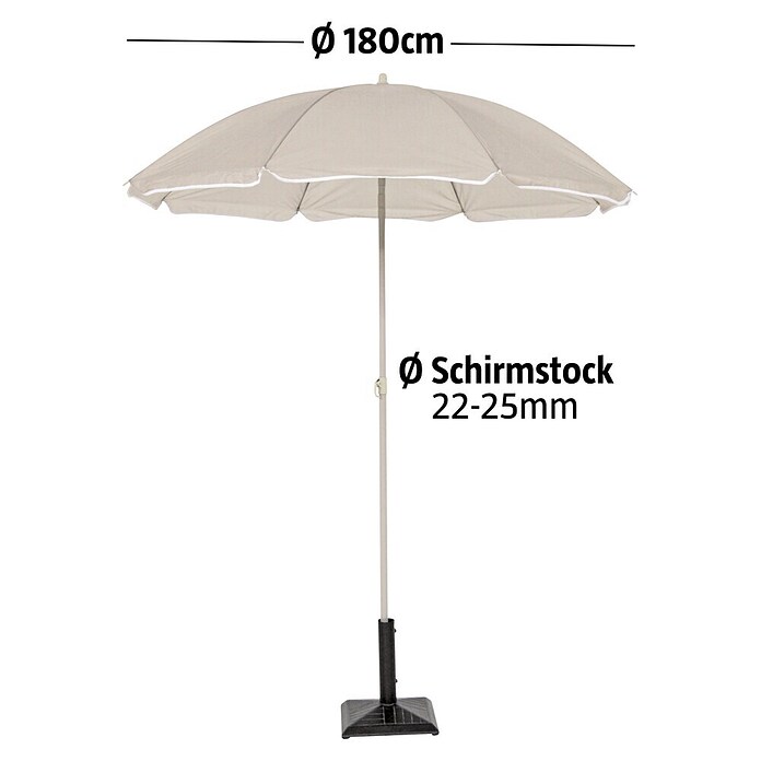 Sunfun Strandschirm (Durchmesser: 180 cm, Taupe)