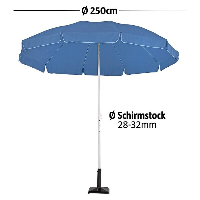 Sunfun Balkonschirm Provence II (Blau, Durchmesser: 250 cm)