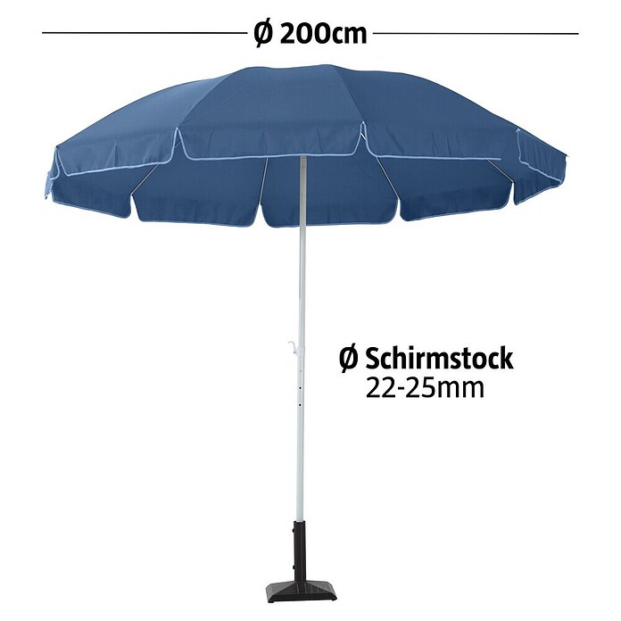 Sunfun Balkonschirm Provence II (Blau, Durchmesser: 200 cm)