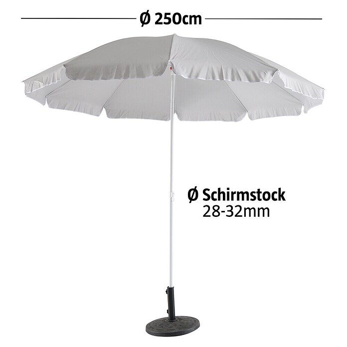 Sunfun Balkonschirm (Lichtgrau, Durchmesser: 250 cm)