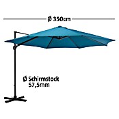 Sunfun Ampelschirm (Blau, Durchmesser: 350 cm)