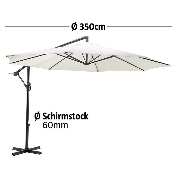 Sunfun Ampelschirm (Natur, Durchmesser: 350 cm)