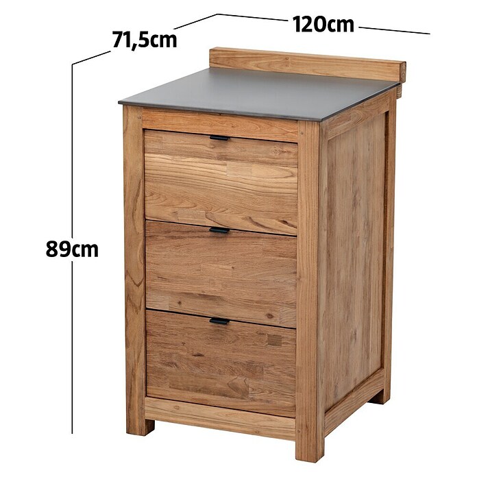 Sunfun Grillküchen-Modul (Mit Schublade, L x B x H: 63 x 58 x 92 cm, Holz)