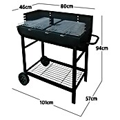 Grillstar Barbacoa carro Texas II (Negro, Superficie parrilla: 80 x 46 cm)